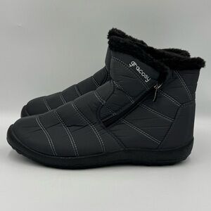 Gracosy Ankle Snow Boots Black Slip On Size 43 or Women’s 10
